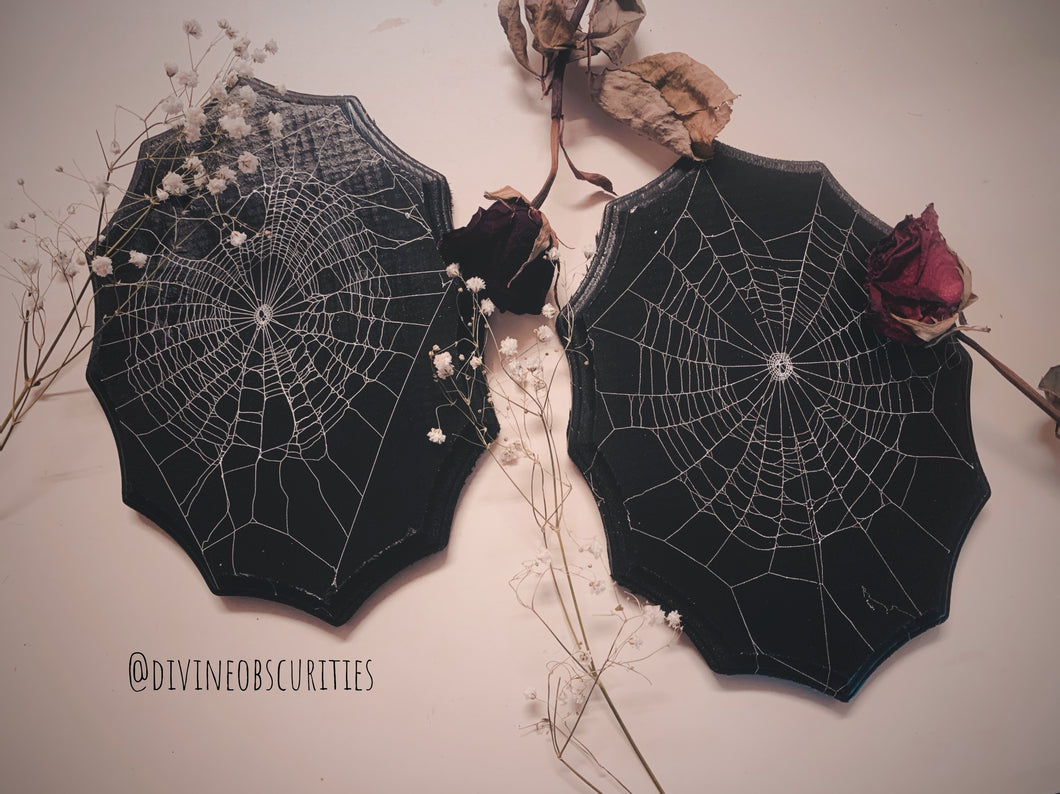 Spiderweb wood wall plaques